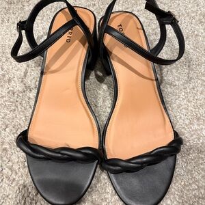 Topshop Black Braided-Strap Block Heel Sandals